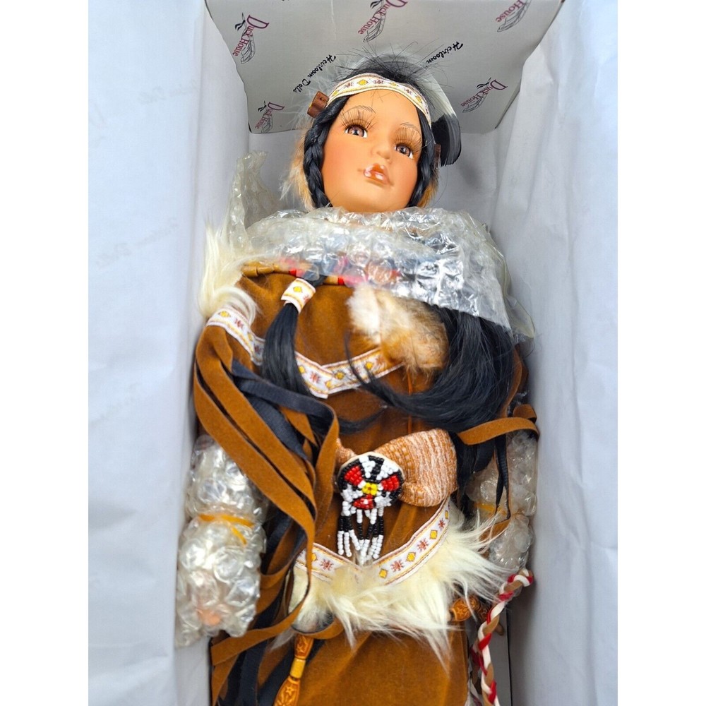 Duck House Heirloom Dolls Ayshe Native American Indian Doll 16" on Stand NIB